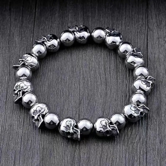 Gothic Vintage Full Skull Bracelet Adjustable Size Men\'s Motorcycle Riding Bracelet Hip Hop Punk Rock Halloween Jewelry Gift