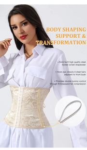 Women's Gothic Corset Waist Trainer Shaping Top with 3 Hooks and Bust Support Slimming Bodysuit for Layering or Outerwear Sty