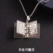 Gothic Style Religious Bible Men’s Necklace Alloy Steel Vintage Flipped Bible Pendant Necklace Gifts For Friend