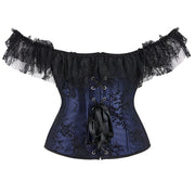 Gothic Women Off Shoulder Corset with Lace Sleeves Elegant Victorian Showgirl Party Costume Sexy Plus Size Corsets