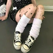 Gothic Music Notes Print Tights for Women Personalized Stocking Thin High Elasticity Black Skin Leggings Spicy Girls Y2K Hosiery