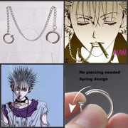 1Lot Goth Fake Lip Piercing Chain Ear Piercing Anime Cosplay Prop Jewelry Stainless Steel Ear Hoop Clip No Pierced Punk Harajuku