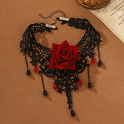 Gothic Style Choker Necklace For Women Personalized Lace Rose Blossom Neck Chain Niche Lolita Neck Accessory Halloween Jewelries