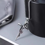 Gothic punk rose men's necklace fashionable hip-hop retro cross pendant popular jewelry decoration gift