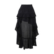 Goth Kawaii Black Tiered Skirts 90S Retro Irregular Hem Party Bottoms Mall Gothic Women Fashion Dragging Skirt Alt Clothing