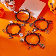 Gothic Pumpkin Pendant Bracelets Zinc Alloy Crystal Halloween Hand Chain Resin Elastic Crystal Beaded Bracelet Accessories