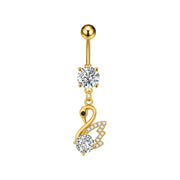 Elegant Dangled Belly Piercing Jewelry Fashion Dragonfly Owl Butterfly Shaped Curved Navel Rings Stainless Keys CZs Belly Ring