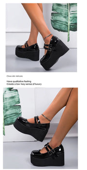 Brand New Female Lolita Cute Mary Janes Pumps Platform Wedges High Heels women's Pumps Sweet Gothic Punk Shoes Woman