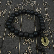 New Buddhist Religion Buddha Bracelet Prayer Beads Wood Bead Bangle Copper Coin