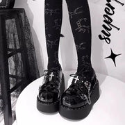 Gothic Punk Thi Heel oes Women's Spring 2025 New Sle Sweet Cool Spicy Platform Slip-On Faionable Casual Loers
