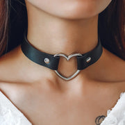 Gothic Rock Punk Short Necklace For Man Women Choker Bar Party Hip Hop Hippie Clavicle Chain Leather Dark Heart Vintage Jewelry