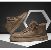 Men's boots autumn and winter new warm plush outdoor casual boots work boots fashion versatile soft soled comfort leather boots