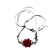 Gothic Big Rose Flower Clavicle Chain Necklace Women Wed Bridal Sexy Adjustable Choker Mariage Jewelry Halloween Accessories