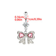 Fashion Navel Ring Delicate Zircon Bow Heart Belly Button Ring Piercing Barbell Pendant For Women Girls Body Piercing Jewelry