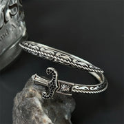 Cross-border new retro gothic K initial personalized sword bracelet; fashionable engraved diamond open bangle.