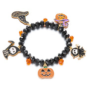 Vintage Gothic Pumpkin Pendant Bracelets Resin Halloween Hand Chain Elastic Crystal Crystal Beaded Bracelet Party Jewelry Gift