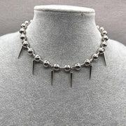Gothic Fashion Big Chunky Ball Chain Rivet Choker Necklace for Women Men Punk Y2K Grunge Spiked Bead Chain Necklace