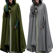 Winter Cloak Hooded Trench Coat Women Gothic Cape Women Trench Coat Open Front Cardigan Jacket Coat Cape Cloak Poncho Plus