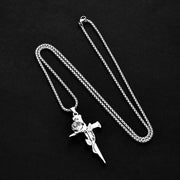 Gothic punk rose men's necklace fashionable hip-hop retro cross pendant popular jewelry decoration gift