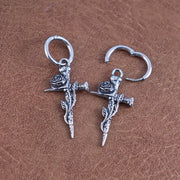 Gothic Fashion Rose Drop Earrings for Women Vintage Hip Hop Style Stainless Steel Earring Male Ear Jewelry Accessories Wholesale