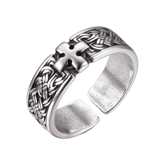Gothic Personality Cross Rings for Men Women,Trendsetter Retro Copper Ring Jewelry,Hip-hop Punk Style Opening Adjustable Ring