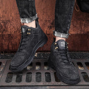 Men's High-top Boots in Solid Color Retro Style Fashionable Flat and Durable Handcrafted All-season Outdoor Work Boots