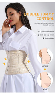 Women's Gothic Corset Waist Trainer Shaping Top with 3 Hooks and Bust Support Slimming Bodysuit for Layering or Outerwear Sty