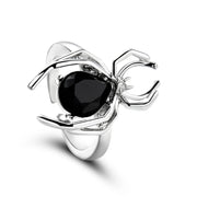 Gothic Fashion Rings For Women Girls Crystal Black Spider Open Ring Hip Hop Punk Irregular Animal Finger Jewelry Halloween Gift