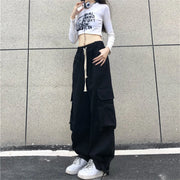 Red Cargo Pants Women Gothic Joggers High Waist Loose Female Hip Hop Trousers Korean Punk Pants Funny Capri Femme Sweatpants
