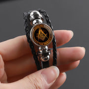 Freemasonry Design Vintage Leather Rope Bracelet Art Multilayer Braided Bracelets Bangles Handmade Charm Jewelry Gift