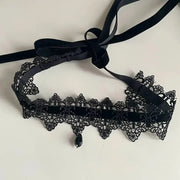 Gothic Collar Necklace Elegant Black Lace Bowkot Choker Necklace Y2K Choker Short Chain Necklace Fashion Jewelry