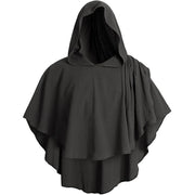 Medieval Hooded Cloak Coat for Men Medieval Cape Costume Adult Wicca Worship Pagan Monk Robe Role Playing Short Cape
