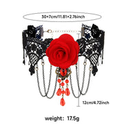 Gothic Style Choker Necklace For Women Personalized Lace Rose Blossom Neck Chain Niche Lolita Neck Accessory Halloween Jewelries