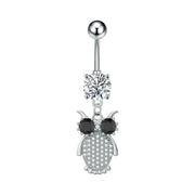 Elegant Dangled Belly Piercing Jewelry Fashion Dragonfly Owl Butterfly Shaped Curved Navel Rings Stainless Keys CZs Belly Ring