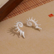 Gothic Personality Stereo Conch Ancient Silver Stainless Steel Stud Earrings for Men Women Hallowmas Punk Jewelry Accessory Gift