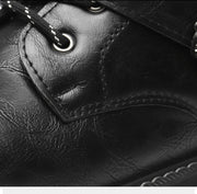 Men's Punk Gothic Biker Boots Tall Harness Buckle Side Zipper Riding Boots for Cosplay Costume Performance Comfortable Black