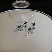 Gothic Large Detailed Cross Black Drill Jewel Earrings Punk Halloween Jewellery Creativity Fashion Gorgeous Statement Women Gift