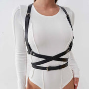 Women Bondage Sexy Corset Gothic Waist Belt Adjustable Straps Body Harness Pu Leather Retro Leather Decoration Garter Sword Belt