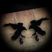 Gothic Black Romantic Crow Dangle Drop Earrings for Women Dark Halloween Jewelry Girls Cool Fashion Accessories