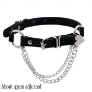 Choker Collar Necklace Woman Black Punk Sexy PU Leather Heart Lock Key Spike Chocker Gothic Cosplay Accessories Party Jewelry