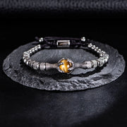 Gothic Men Eagle Claw Tiger Eye Natural Stone Bracelet for Men Stainless Steel Dragon Claw Beaded Bracelets Jewelry Gift