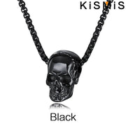 Gothic Skull Necklace for Men Women Stainless Steel Pendant Chain Halloween Jewelry Gift Gold Silver Black Plated