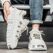 Women's Gothic Woman Sneakers  Ankle Boots Punk Style Black Shoes Rock Metal Decor Lace-up Heel Height Platform Shoes