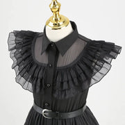 Gothic Style Black Dress Wensday Party Ball Gown Children Halloween Cosplay Adams Family Costume