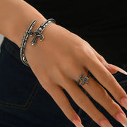 Cross-border new retro gothic K initial personalized sword bracelet; fashionable engraved diamond open bangle.