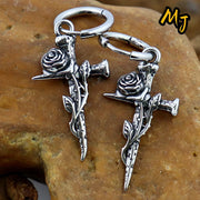 Gothic Fashion Rose Drop Earrings for Women Vintage Hip Hop Style Stainless Steel Earring Male Ear Jewelry Accessories Wholesale
