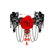 Gothic Style Choker Necklace For Women Personalized Lace Rose Blossom Neck Chain Niche Lolita Neck Accessory Halloween Jewelries