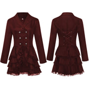 Medieval Gothic Women's Double-Breasted Black Coat