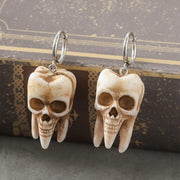 Gothic Halloween Tooth Skull Earrings for Women Men Punk Street Barbell Skeleton People Earrings Spooky Party Jewelry Gift
