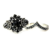 Gothic Cosmic Moon Goddess Engagement Ring Vintage Pentagram Black Party Vacation Jewelry Simple Style Natural Elements Rings